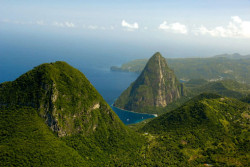 The Pitons on a beautiful day in St. Lucia